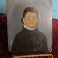 Lot 098 - Full Plate Hand Colored, Hand Tinted Tintype Of Young Child Biting Lip, White Collar, Black Shirt