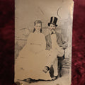 Lot 115 - Tintype - Young Couple With Rosy Cheeks, Woman In White, Man Wearing Tall Stove Pipe Top Hat, White Pants, Legs Crossed