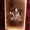 Lot 124 - Cart De Viste (CDV) - Toddler In Chair And Plaid Dress With Cabinet Card On Table, Pip, Picture In Picture, George Eichler, New York, Photographer
