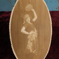 Lot 135 - Small Boarded Photo - Oval, Spikey Cut Edge Of Gypsy Dressed Woman With Tambourine