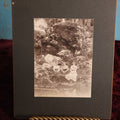 Lot 163 - Boarded Photo - Three Young Girls Sitting At Base Of Rock Fixture, Sitting On Log, Old Furnace, Connecticut, Identified On Back