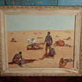 Lot 008 - Vintage Oil On Wood Panel Painting, Western Scene With Cowboy Having Slaughtered Many Men, Horses, After "What An Unbranded Cow Has Cost" 1898 Original by Frederic Remington (American, 1861–1909), Unsigned