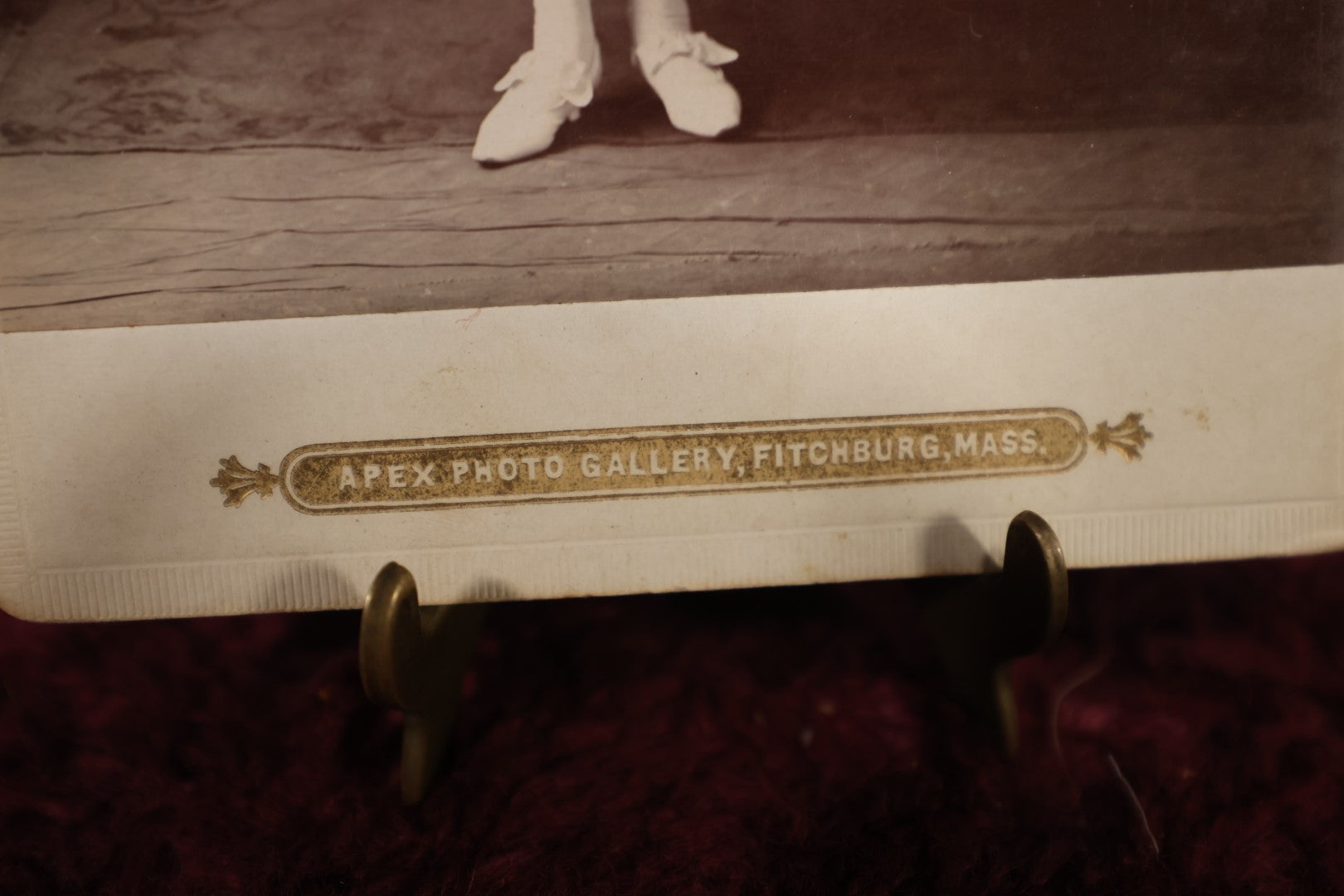 Lot 178 - Single Photo - Overexposed Cabinet Card of Young Girl On First Communion, Dressed In White, Apex Photo Gallery, Fitchburg, Massachusetts