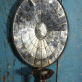 Lot 053 - Antique Mirrored Tin Frame Candle Sconce With Spiderweb Motif Design, Note Heavy Wear, Discoloration