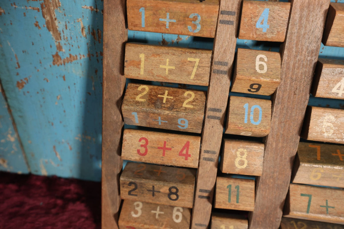 At The Board Adding Math Lot 077 - Vintage Wooden Math Board Adding Toy, Teaching Aid – Granite ...
