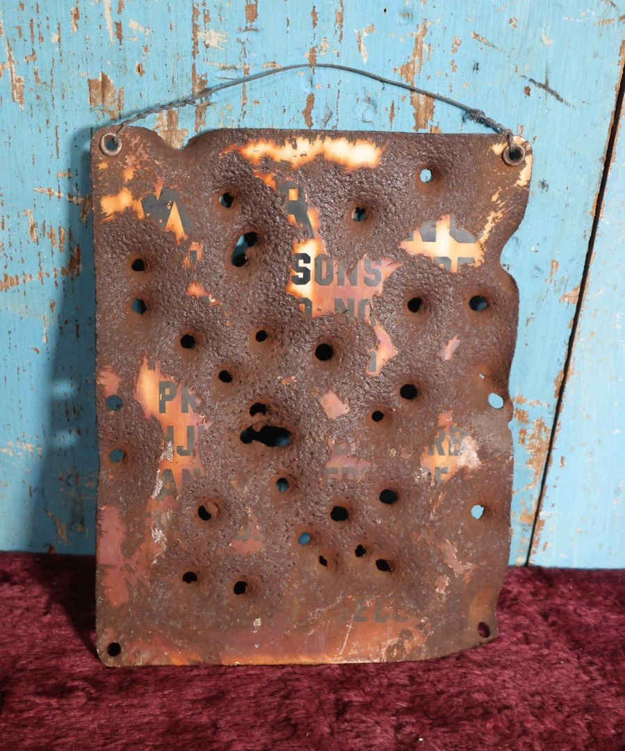 Bullet Riddled Square Lot 079 - Vintage Bullet Riddled Target Practice Porcelain Sign ...