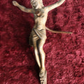 Lot 083 - Jesus Without His Cross, Cast Metal Jesus With Large Nail Through Him, Antique, Found Object