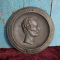 Lot 086 - Vintage Metal Hanging Abraham Lincoln Commemorative Decorative Plaque, Cast Alluminum