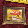 Lot 119 - Tiny Painting In Brass Frame of Covered Bridge In Fall, New England Scene, Under 3-Inches