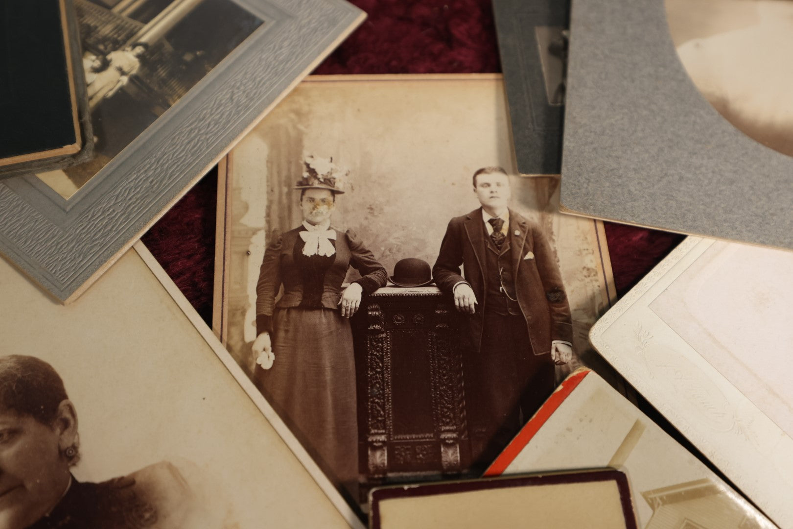 Lot 145 - Photo Lot - Approximately Forty Pieces of Boarded Photos, Cabinet Cards, CDVs, Portraits, And More