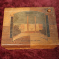 Lot 093 - New York World's Fair 1939 Marquetry Inlaid Spring Loaded Box Drawer, Pressing Button Opens Box, Fading And Wear To Wood