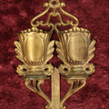 Lot 110 - Antique Cast Metal Double Wall Pocket Match Safe Match Holder With Strike On Bottom, Two Urns