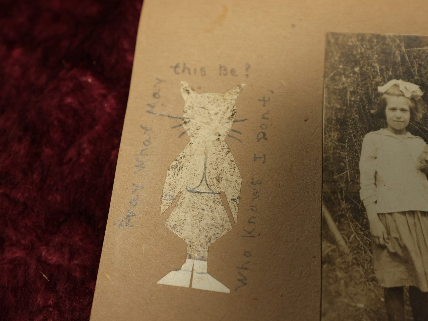 Lot 154 - Grouping Of Five Plus Pages From Photo Scrapbook Of Young Children With Pencil Writing, Small Illustrations, Including Dog's Grave, Photos Of Twins, Early 20th Century