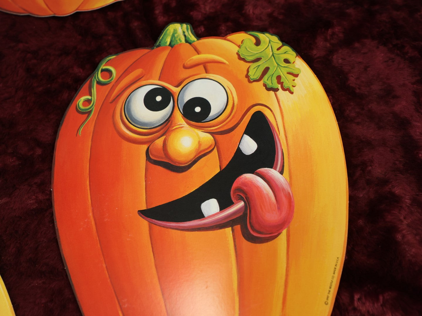 Lot 165 - Grouping Of Six 1997 Beistle Co. Anthropomorphic Jack-O-Lantern Pumpkins Illustrated By Roberts, Plus Two Additional That Are Stuck Together, For Eight Total, Note Some Wear, Losses