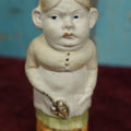 Lot 053 - Odd Vintage Bisque Figurine, Woman With Double Chin, No Markings, Slight Crack, Hollow, Possibly German Or Japanese
