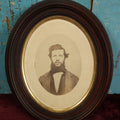 Lot 065 - Antique Oval Framed Photo Of Young Man With Large Beard, Original Frame, Wood Back