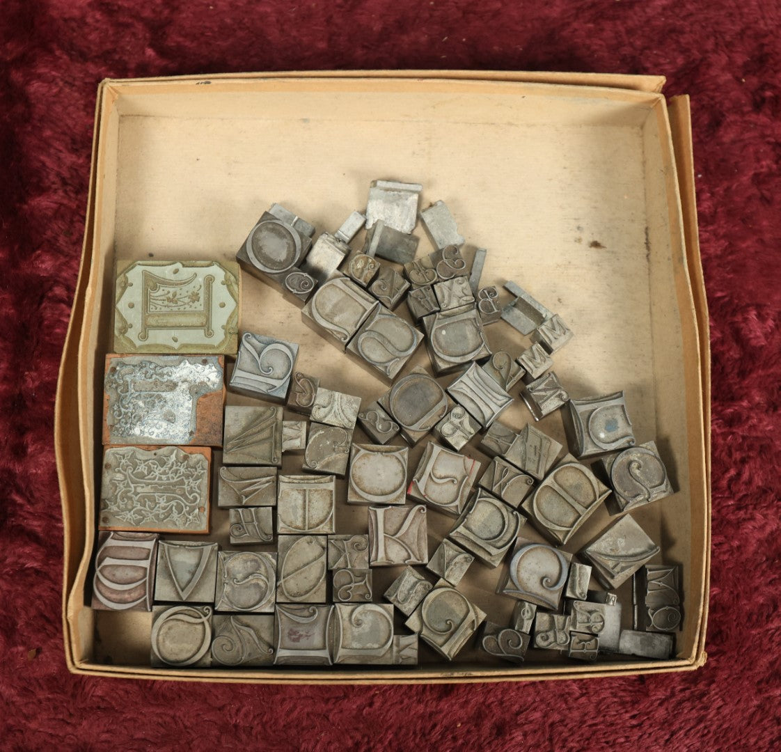 Lot 092 - Grouping Of Antique Solid Metal Letter Press Printing Block ...