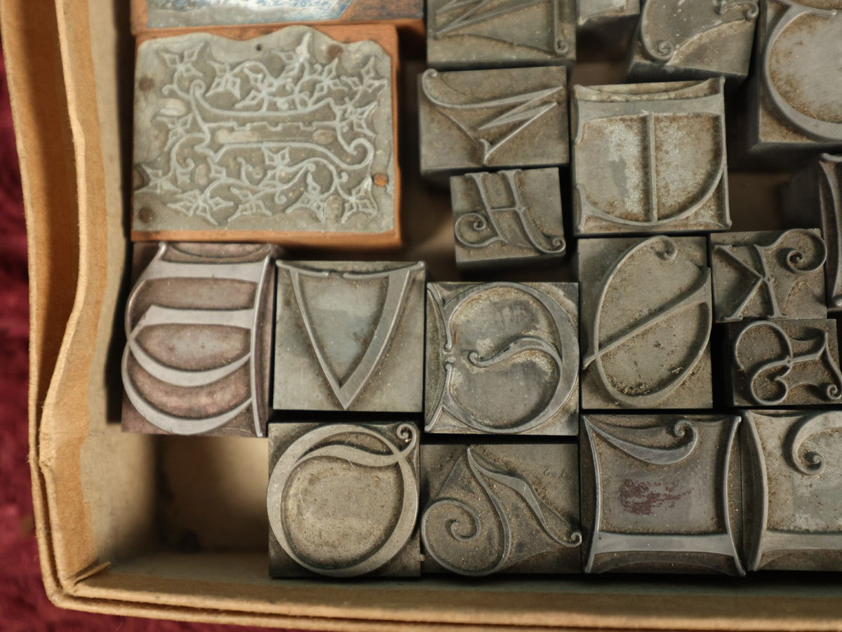 Lot 092 - Grouping Of Antique Solid Metal Letter Press Printing Block ...
