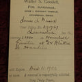 Lot 142 - Single Ephemera Scrap, Walter S. Goodell Fire Insurance Card, Room 1, Masonic Temple, Haverhill, Massachusetts, Dated 1903