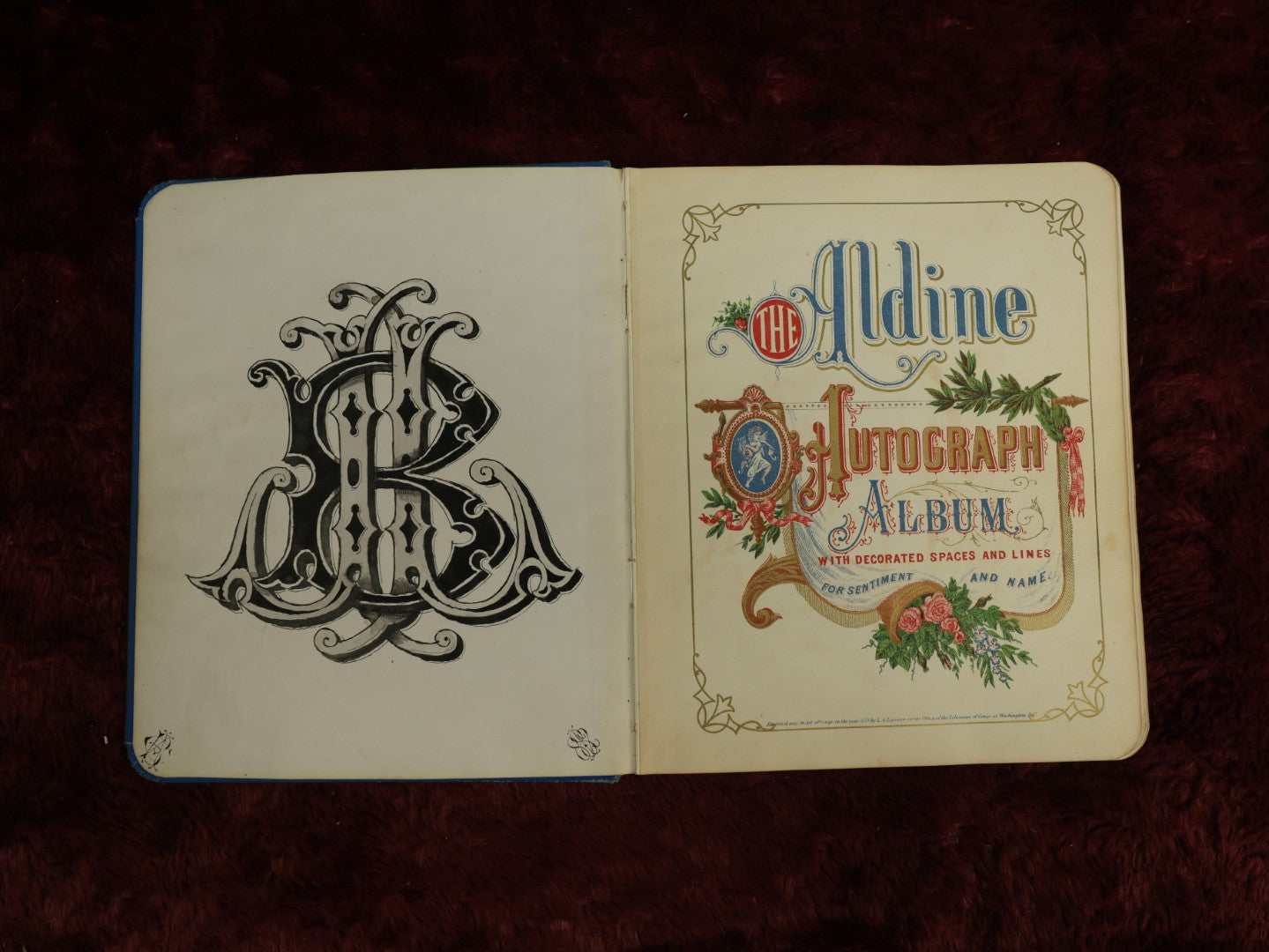 Lot 004 - Important Victorian Autograph Album, Having Belonged To Mrs. Lucinda L. Berry, Including A Signature From Pioneering 19th Century Photographer Amory Nelson Hardy (1835-1911), With Many Other Signatures, Drawings, And Writings