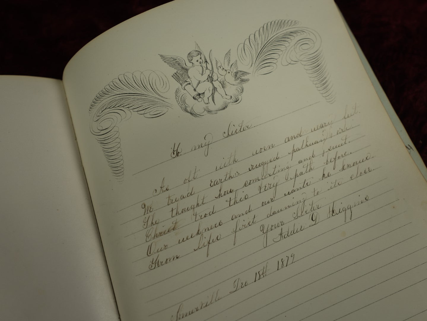 Lot 004 - Important Victorian Autograph Album, Having Belonged To Mrs. Lucinda L. Berry, Including A Signature From Pioneering 19th Century Photographer Amory Nelson Hardy (1835-1911), With Many Other Signatures, Drawings, And Writings