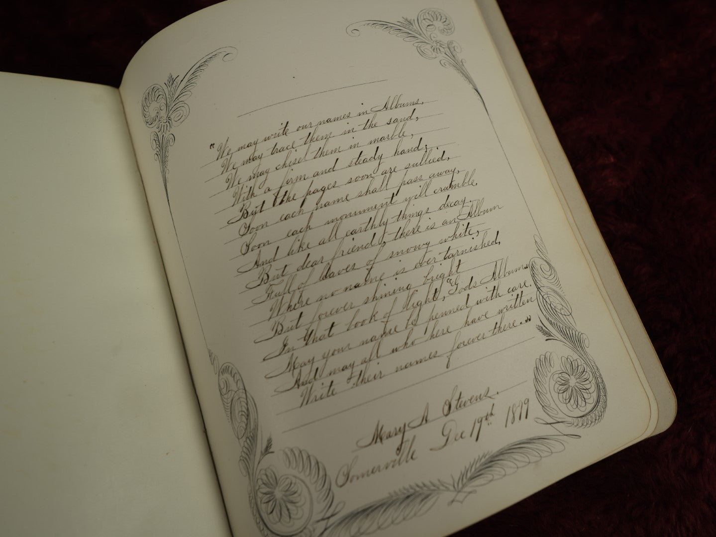 Lot 004 - Important Victorian Autograph Album, Having Belonged To Mrs. Lucinda L. Berry, Including A Signature From Pioneering 19th Century Photographer Amory Nelson Hardy (1835-1911), With Many Other Signatures, Drawings, And Writings