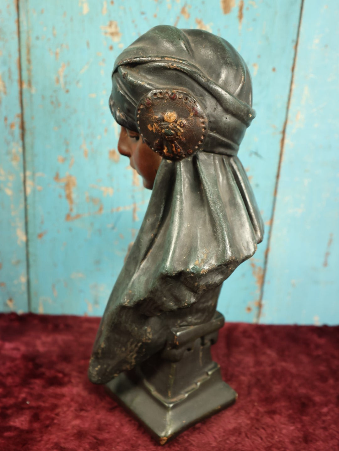 Lot 008 - Antique Art Nouveau Chalkware Plaster Scheherazade Statue Bust, After Emmanuel Villanis (French, 1858-1914), Character And Storyteller Of One Thousand And One Nights (Arabian Nights)