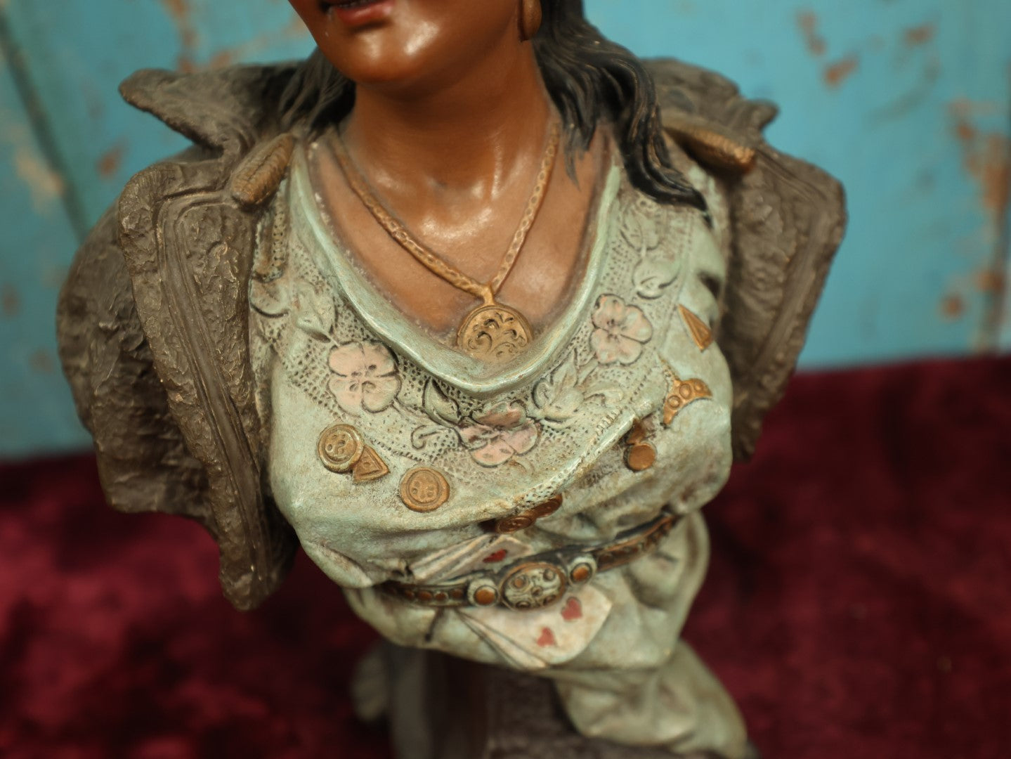 Lot 011 - Antique Terracotta Bust Of Fortune Teller Gypsy Woman By Johann Maresch (Austrian, 1821-1914), Marked "J M 561"