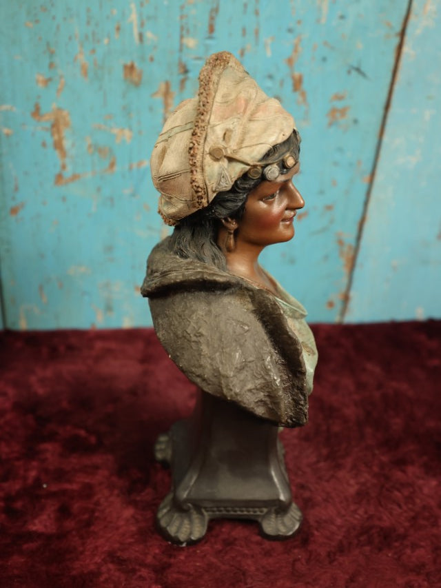 Lot 011 - Antique Terracotta Bust Of Fortune Teller Gypsy Woman By Johann Maresch (Austrian, 1821-1914), Marked "J M 561"