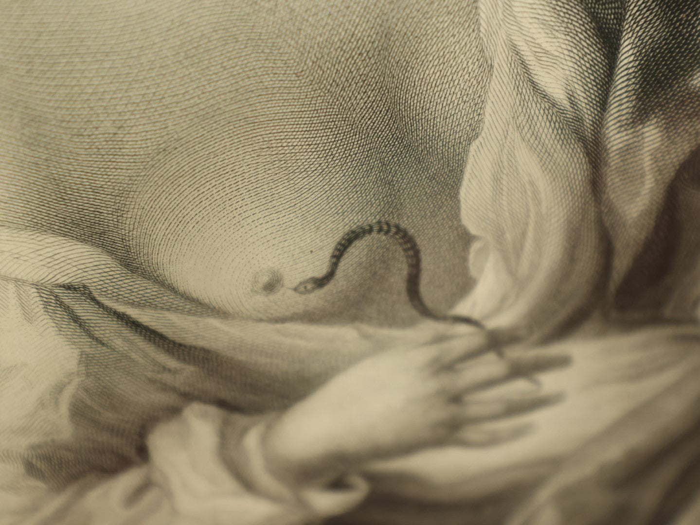 Lot 012 - Antique Engraving, Cleopatra With The Asp, The Suicide And Death Of Cleopatra Holding A Snake To Her Breast, After Guido Reni (Italian, 1575-1642), Framed, Engraved By H.C. Shenton, Finished By H. Bourne, Published In London By James S. Virtue