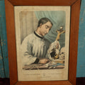 Lot 013 - Antique Hand Colored Lithograph Of Saint Louis De Gonzague (Aloysius Gonzaga), With Skull In Image, Patron Saint Of Youth And Purity, Marked Paris, L. Turgis, Framed