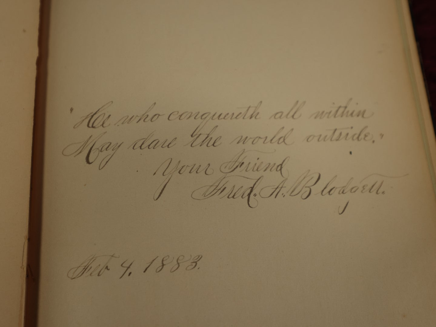 Lot 017 - Victorian Autograph Album With Many Signatures, Embossed Cover With Flowers, Gilt Fore Edge, Circa 1885, Brimfield, Massachusetts