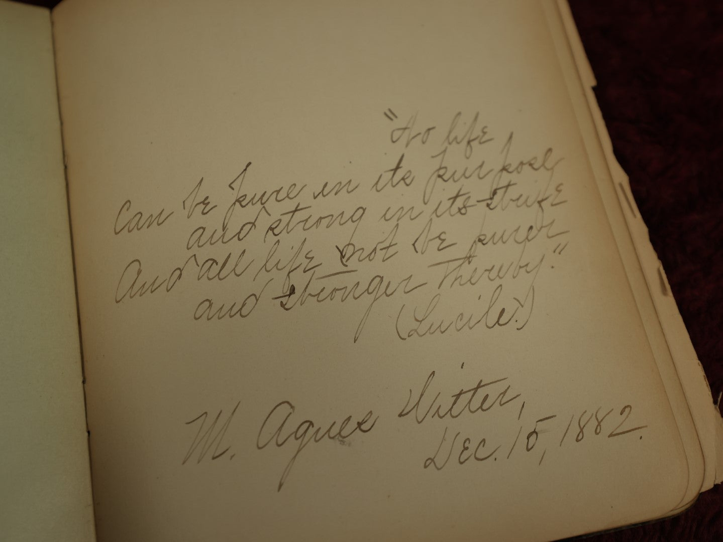 Lot 017 - Victorian Autograph Album With Many Signatures, Embossed Cover With Flowers, Gilt Fore Edge, Circa 1885, Brimfield, Massachusetts