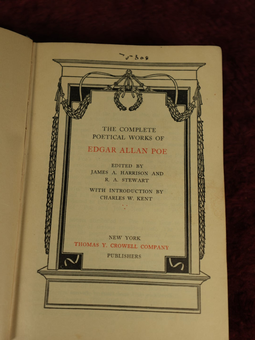 Lot 022 - The Complete Poetical Works Of Edgar Allan Poe, Thomas Y. Crowell Company Publishers, Copyright 1922 Printing (Green Book)