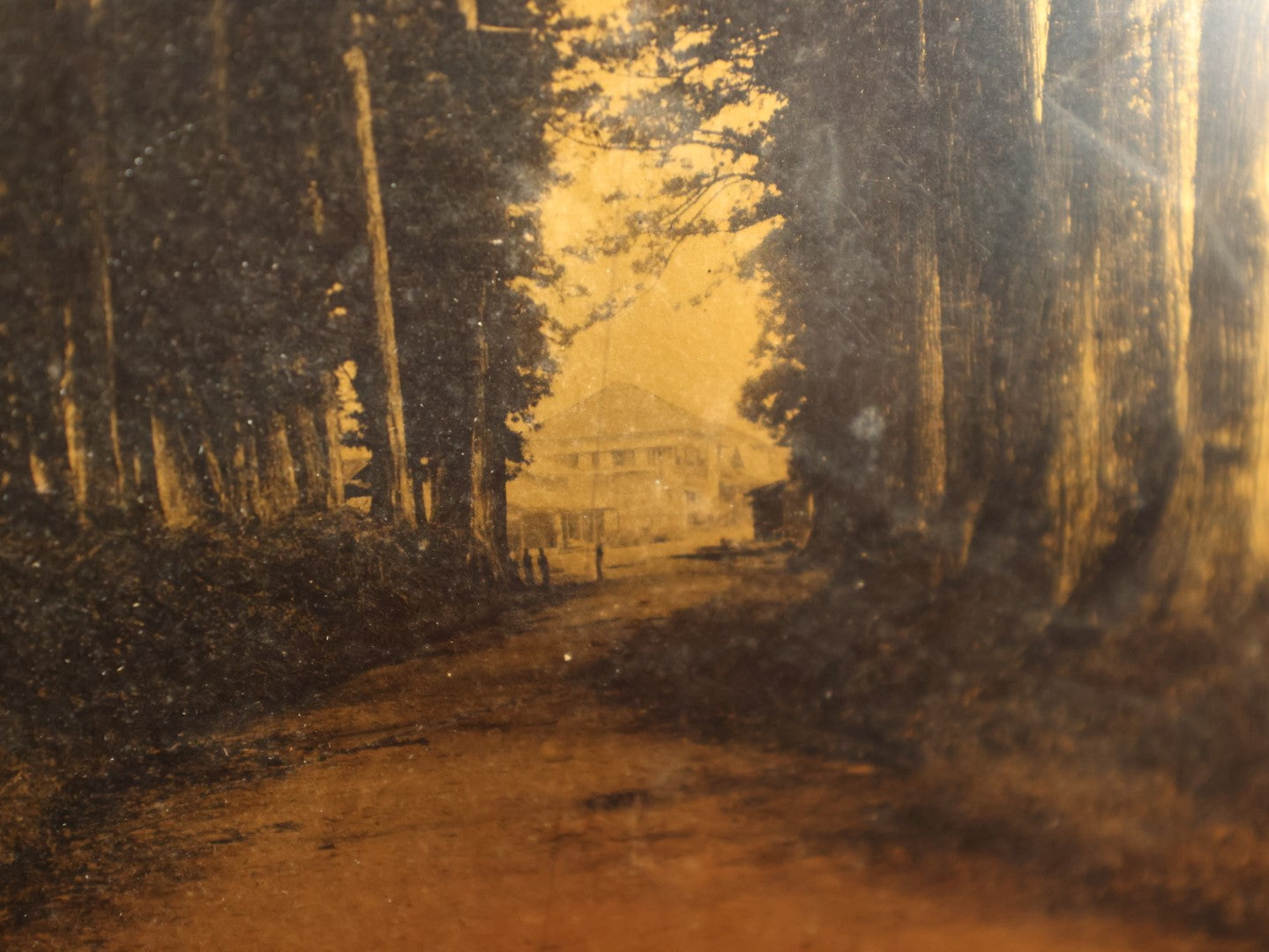 Lot 029 - Antique Photo Printed On Wood, With Copper Color, Depicting Imaichi Road To The Nikko Shrine, Japan, Circa Late 19th Century