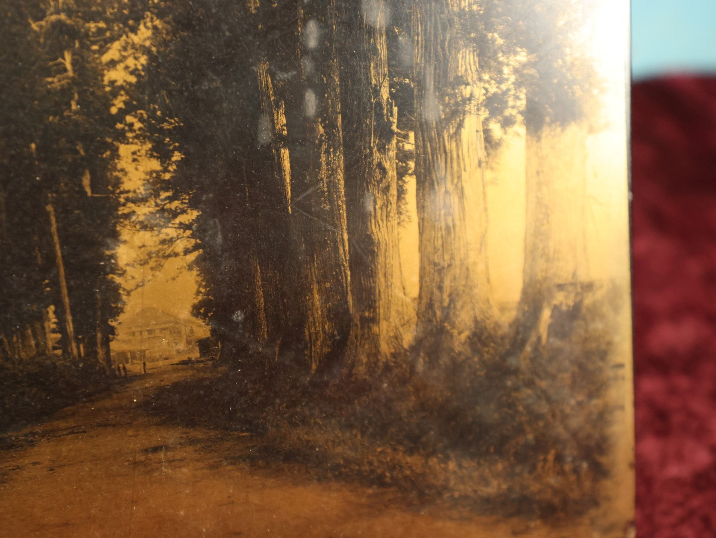 Lot 029 - Antique Photo Printed On Wood, With Copper Color, Depicting Imaichi Road To The Nikko Shrine, Japan, Circa Late 19th Century
