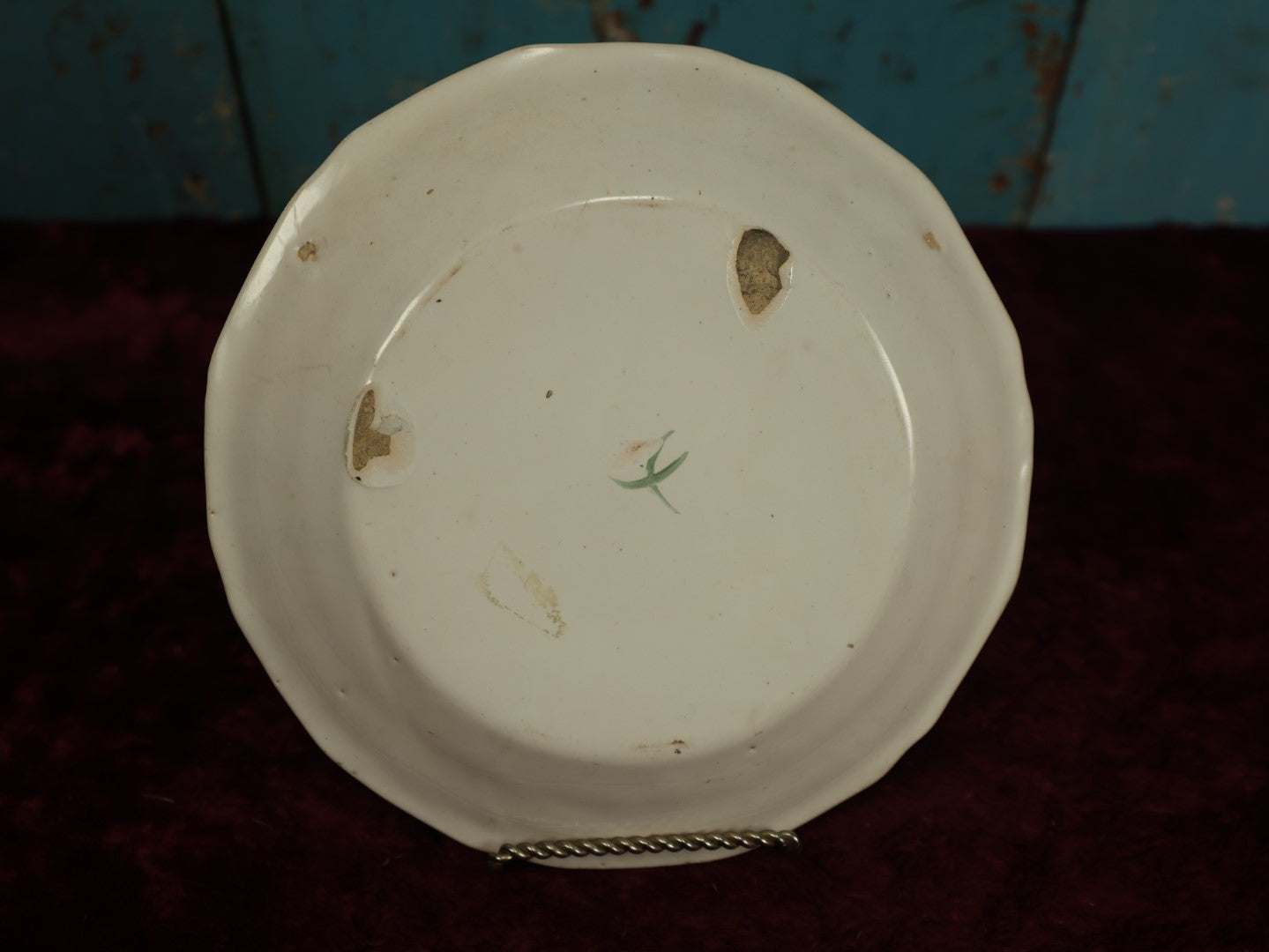 Lot 030 - Antique Hand Painted French Porcelain Plate With Text Translating To, "It's Time To Make A Little Baby," "Long Live Love," Marked 1791, Mark On Bottom, Note Chipping Throughout