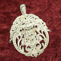 Lot 031 - Vintage Ornate Cast Metal Medallion With Demon Face, Bacchus, Jewelry Fragment