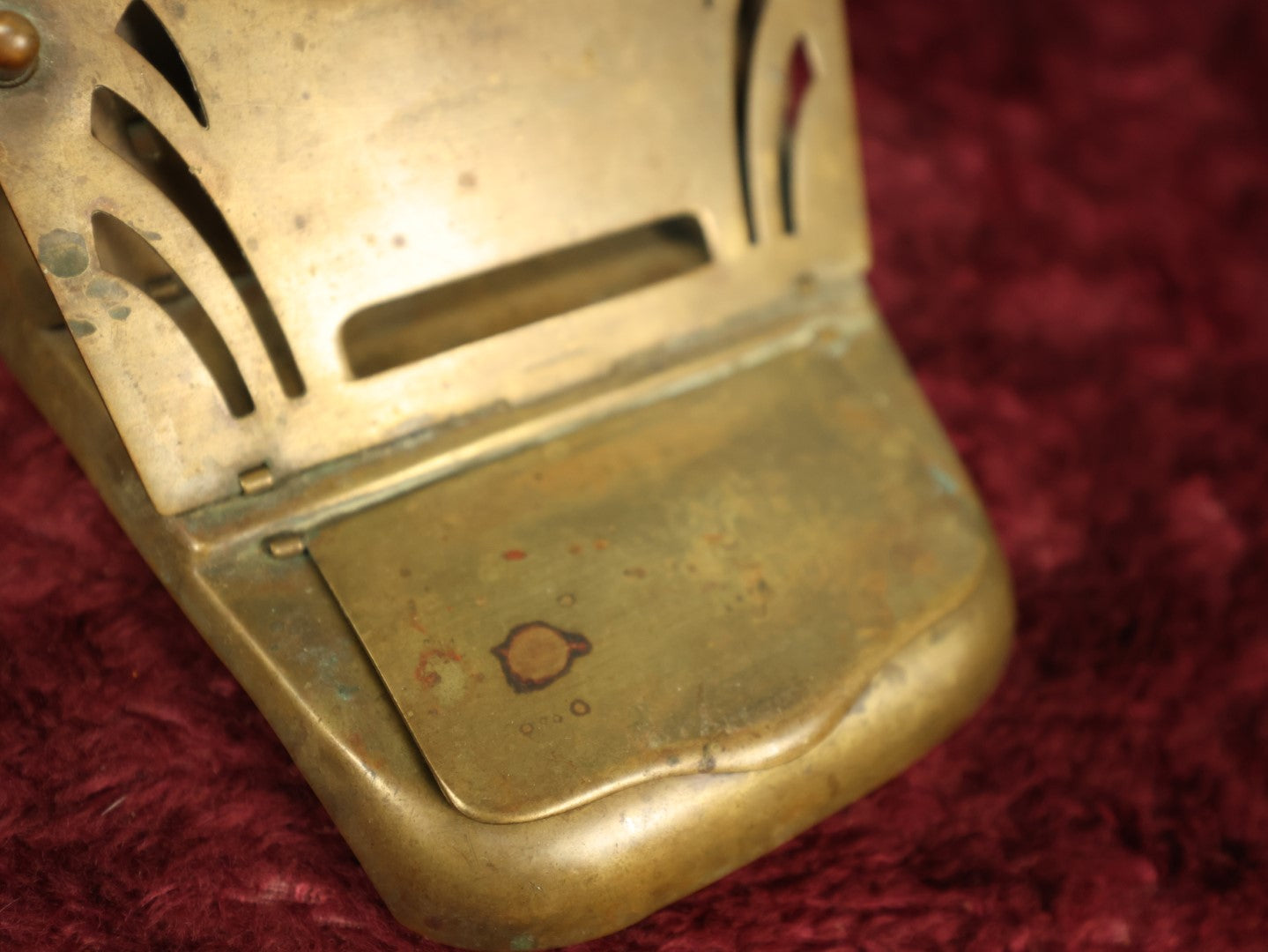 Lot 038 - Antique Brass Folding Letter Stand And Stamp Box Holder, Marked Austria, Art Deco