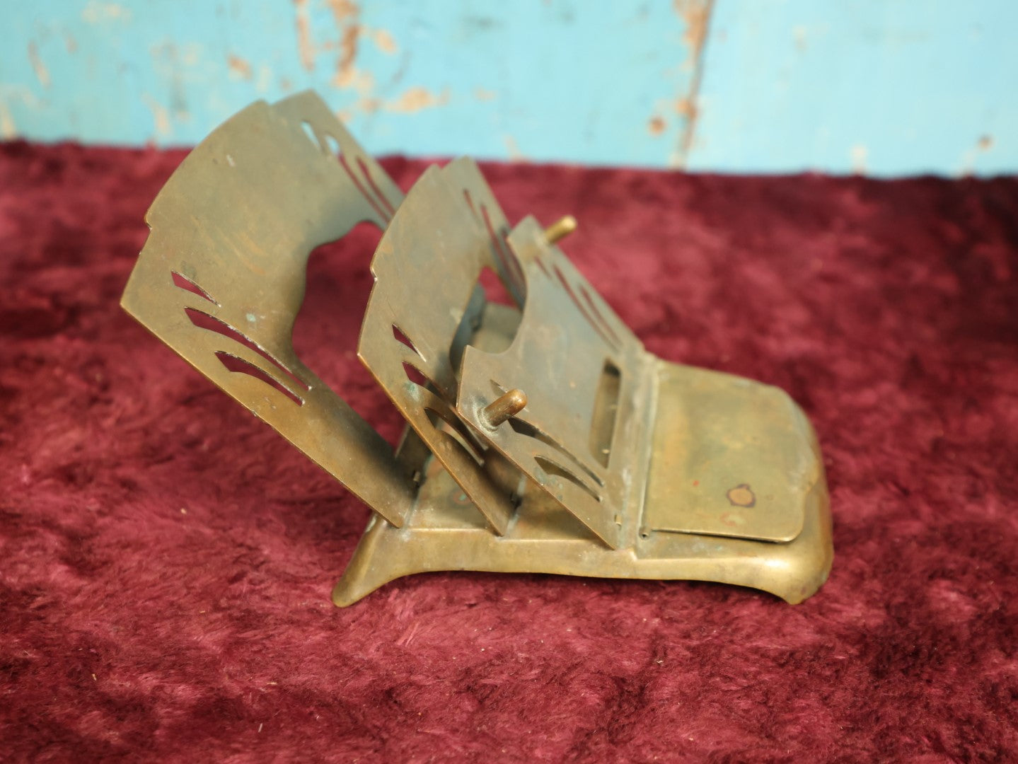 Lot 038 - Antique Brass Folding Letter Stand And Stamp Box Holder, Marked Austria, Art Deco