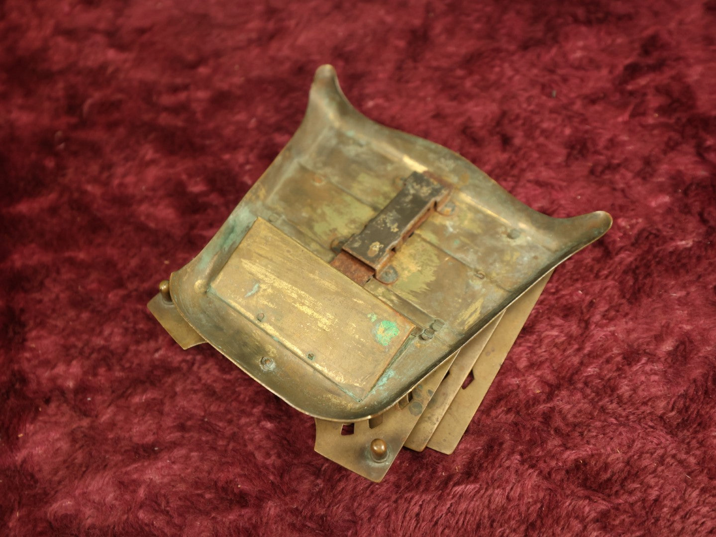 Lot 038 - Antique Brass Folding Letter Stand And Stamp Box Holder, Marked Austria, Art Deco