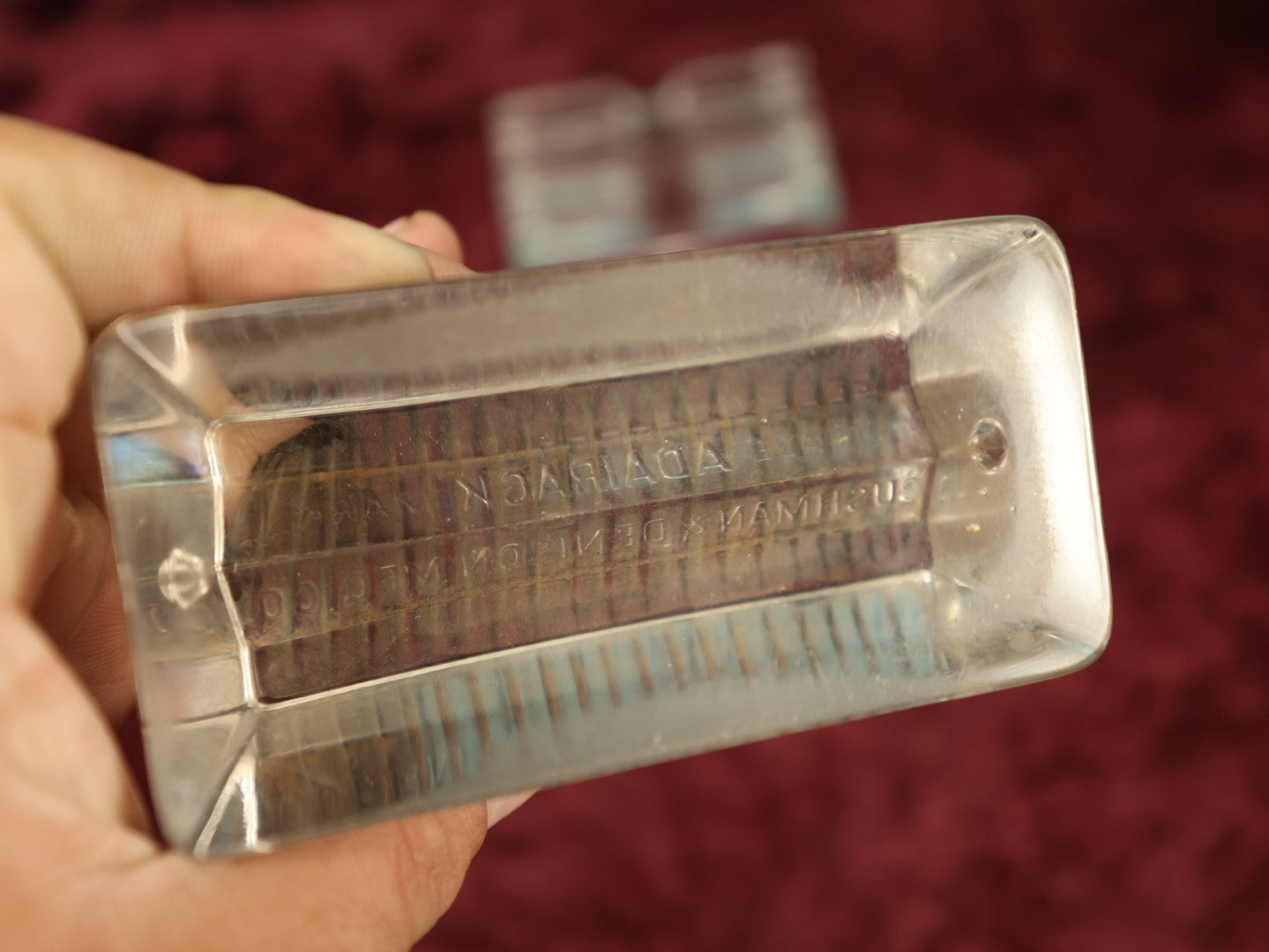 Lot 039 - Pair Of Antique Glass Desk Accessories, Including Coiled Spring "Adairack" Letter Holder By Cushman And Denison Manufacturing Company