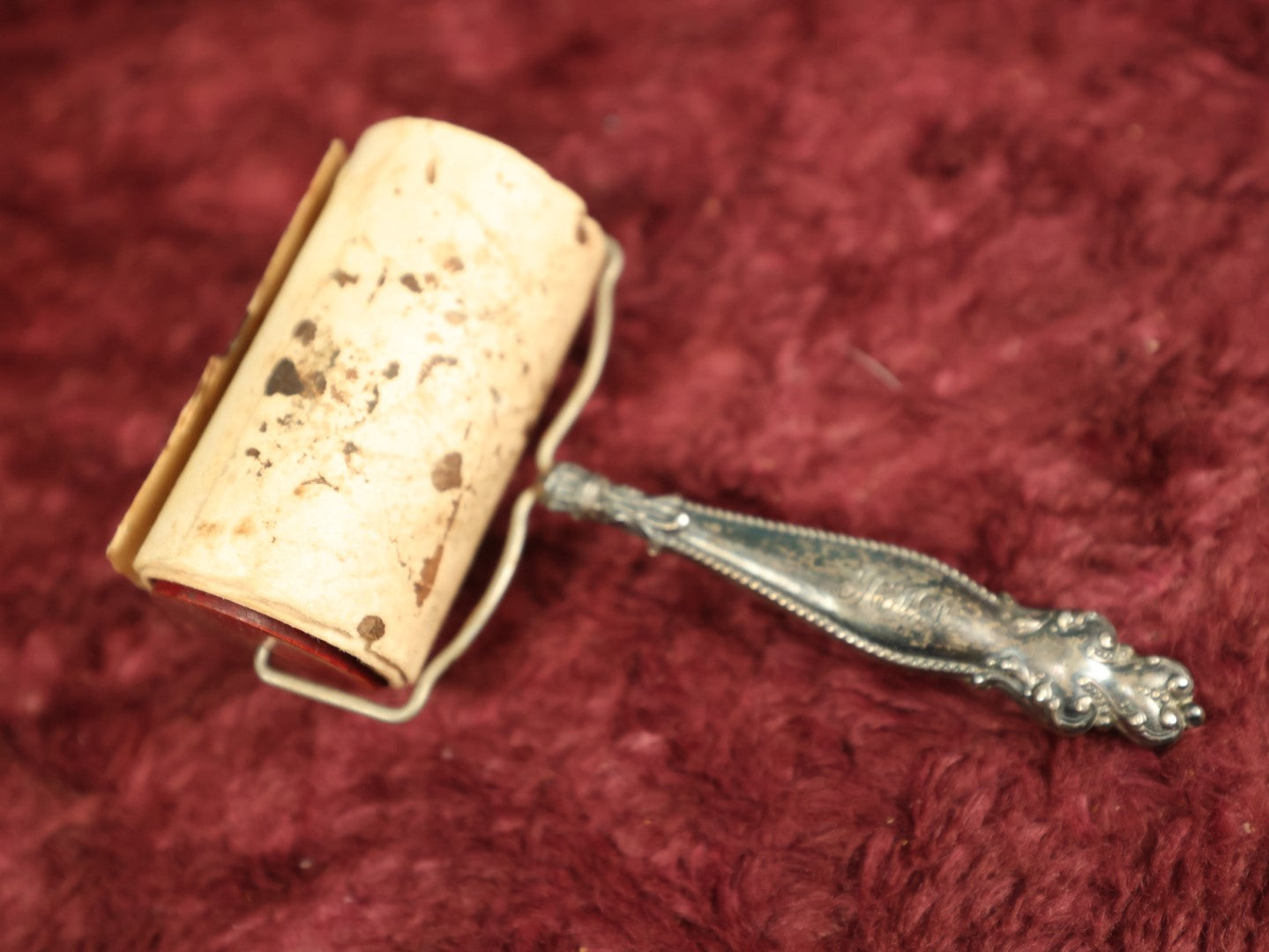 Lot 044 - Antique Sterling Silver Handled Rolling Ink Blotter With Monogram, Marked Sterling
