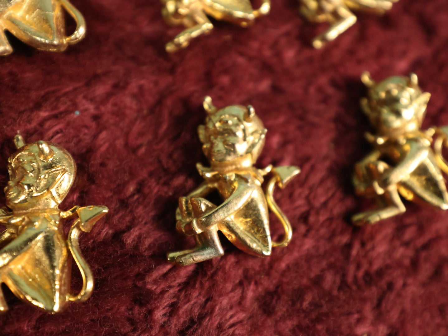 Lot 052 - Eight Vintage Brass Little Devil "Hot Stuff" Pinback Pins, Brooches Grouping (Group #3)