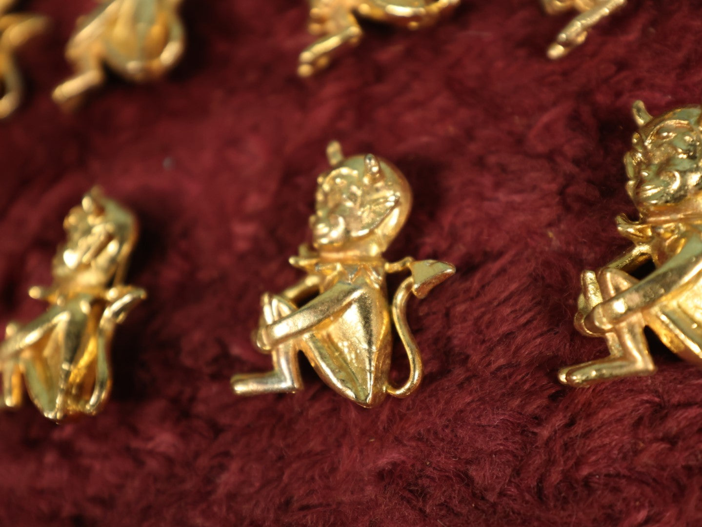 Lot 052 - Eight Vintage Brass Little Devil "Hot Stuff" Pinback Pins, Brooches Grouping (Group #3)