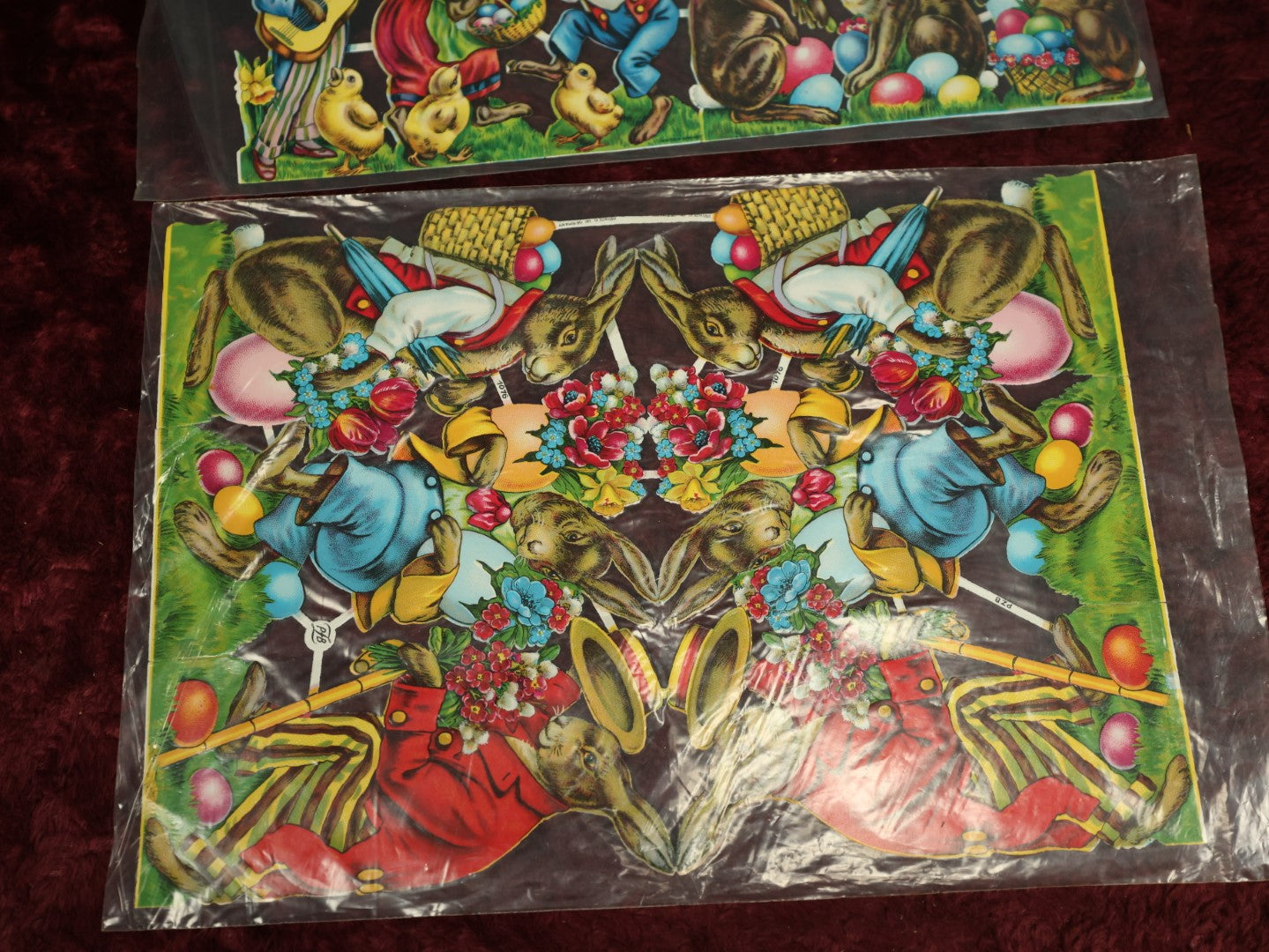 Lot 057 - Pair Of Uncut Die Cut Scrapbooking Paper Sheets, Easter Bunny And More, Paul Zoecke, Berlin, Pzb, Printed In Germany