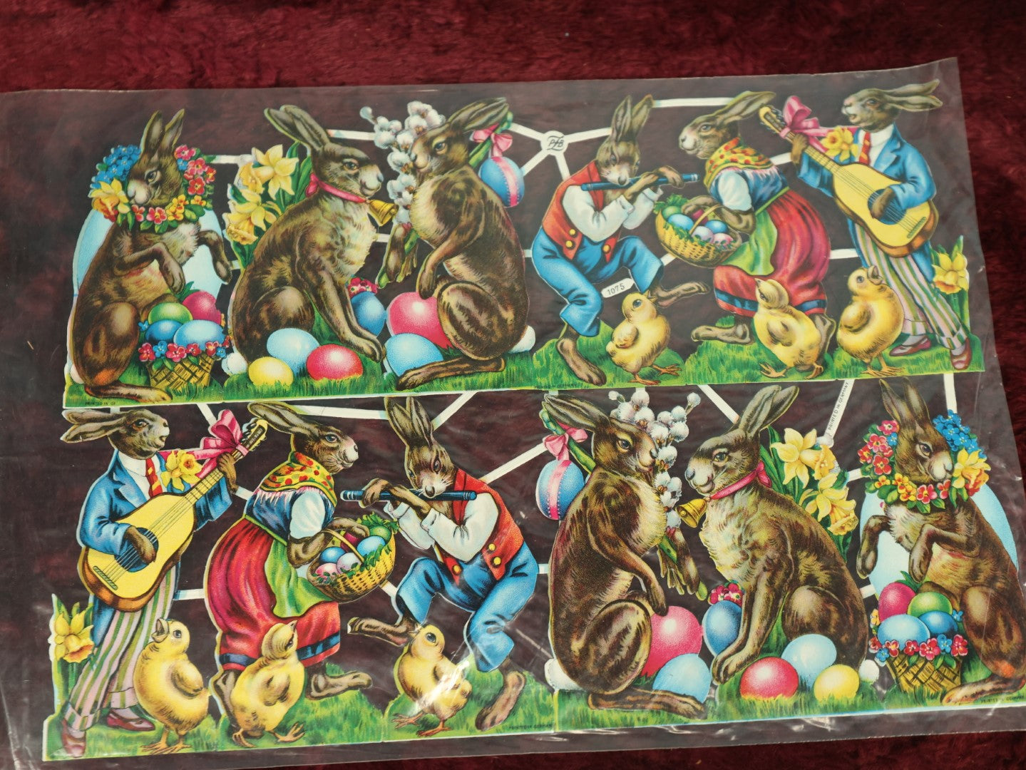 Lot 057 - Pair Of Uncut Die Cut Scrapbooking Paper Sheets, Easter Bunny And More, Paul Zoecke, Berlin, Pzb, Printed In Germany