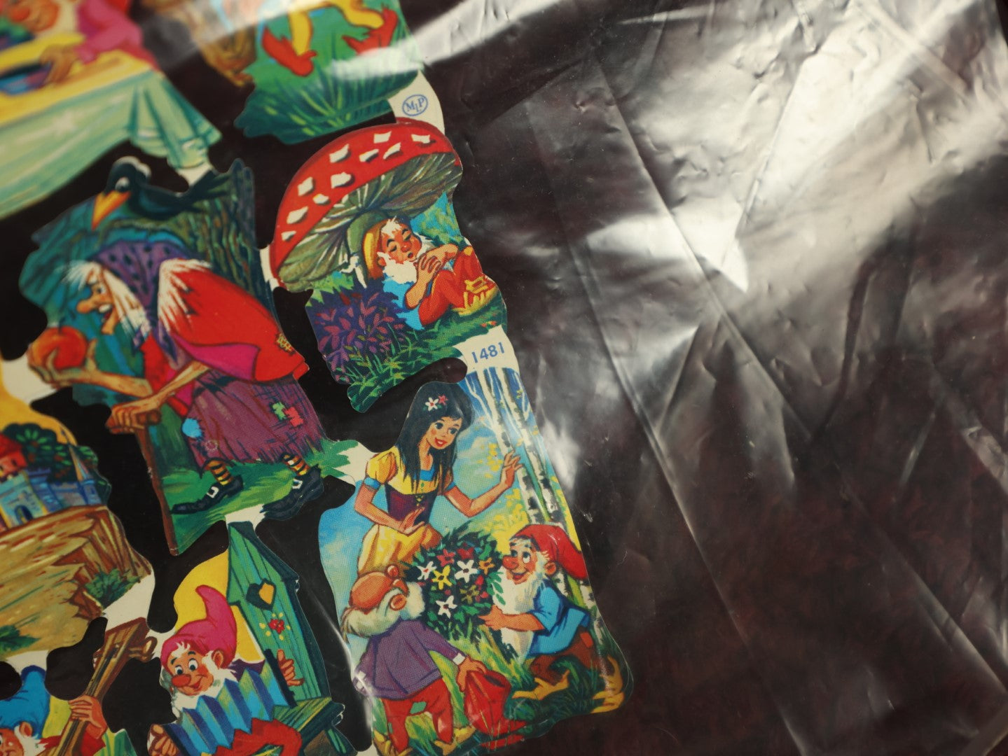 Lot 058 - Grouping Of Four Uncut Die Cut Scrapbooking Paper Sheets, Depicting Various Fairy Tales Including Snow White And More, Printed In Germany
