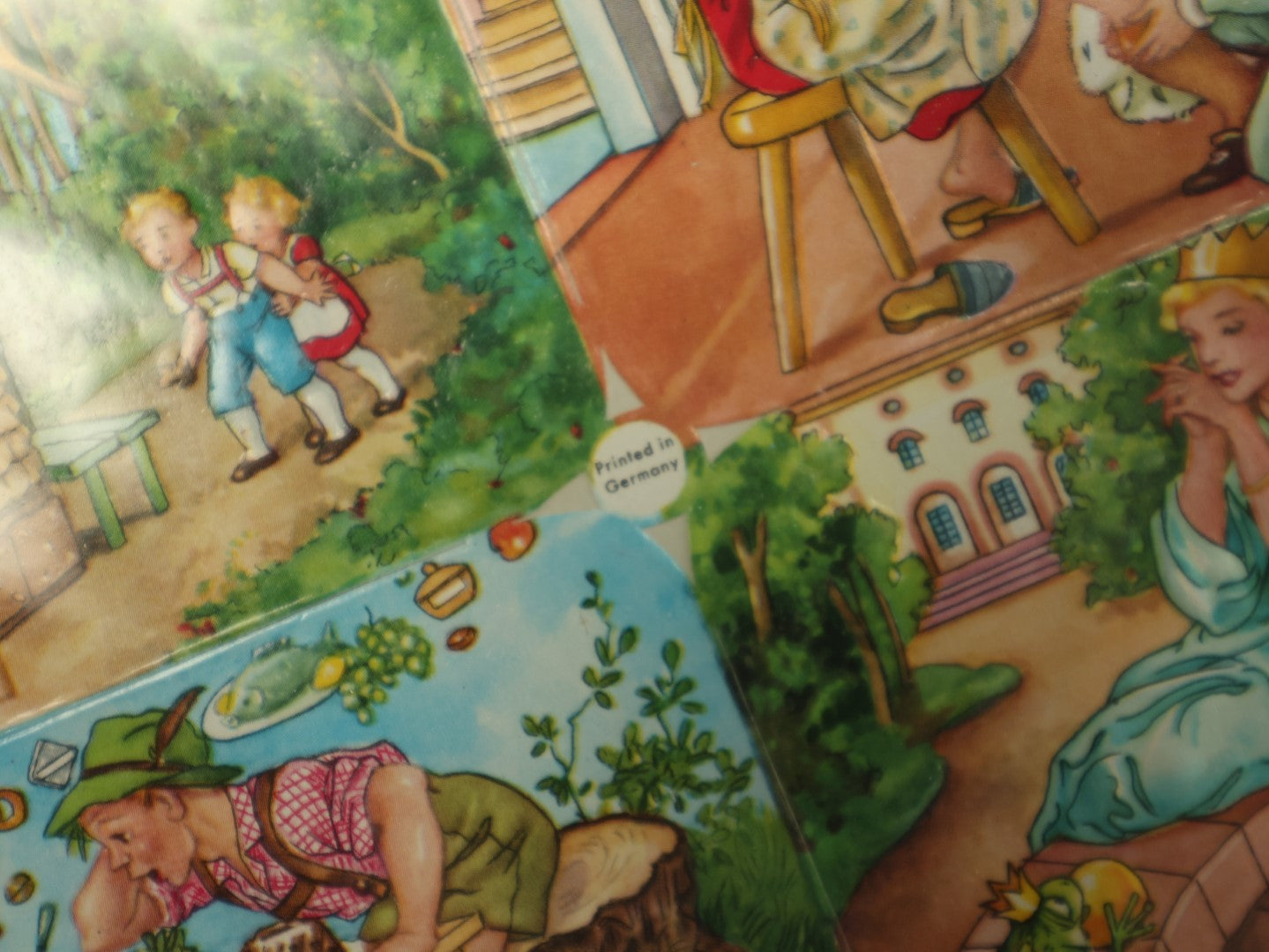 Lot 058 - Grouping Of Four Uncut Die Cut Scrapbooking Paper Sheets, Depicting Various Fairy Tales Including Snow White And More, Printed In Germany