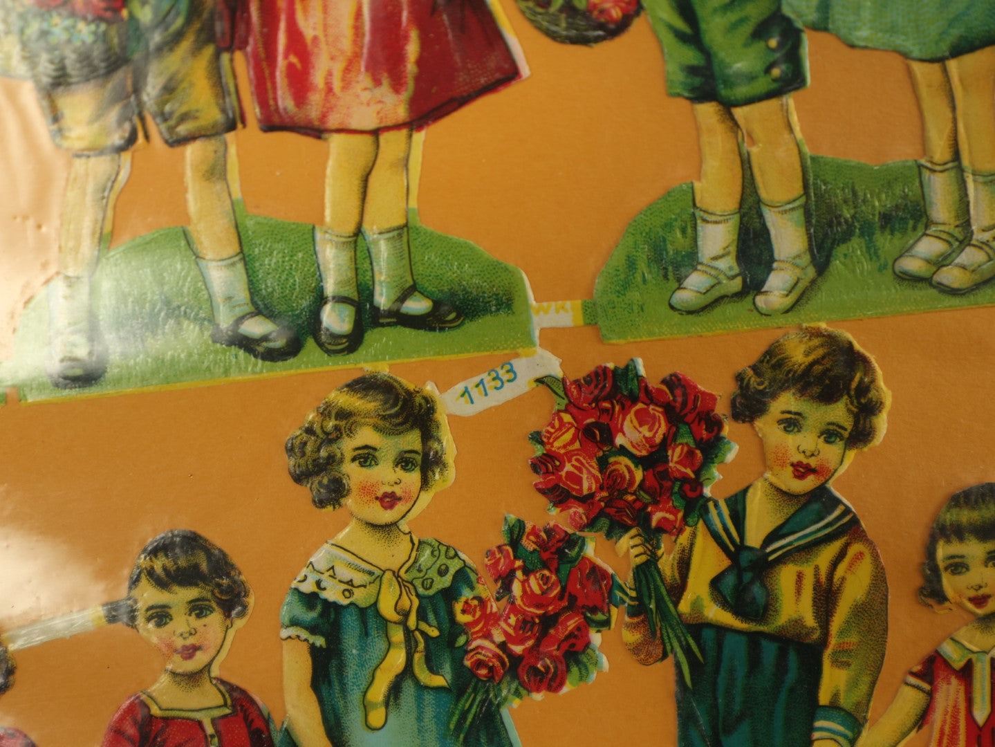 Lot 060 - Grouping Of Three Uncut Die Cut Scrapbooking Paper Sheets, Two Depicting Children, One Of Elegantly Dressed Women, Printed In Germany